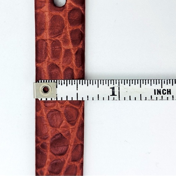 Talbots Croc-Embossed Brown Belt with Silver Buckle - Picture 9 of 10